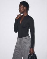 Slim-Fit Κορμάκι με Φερμουάρ και Ραφές Κορσέ - black