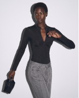 Slim-Fit Κορμάκι με Φερμουάρ και Ραφές Κορσέ - black