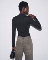 Slim-Fit Κορμάκι με Φερμουάρ και Ραφές Κορσέ - black