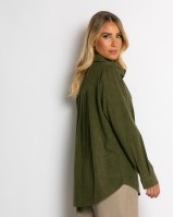 Πουκάμισο μακρυμάνικο κοτλέ χακί