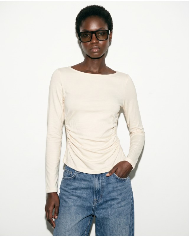 Side Ruched Top - cream