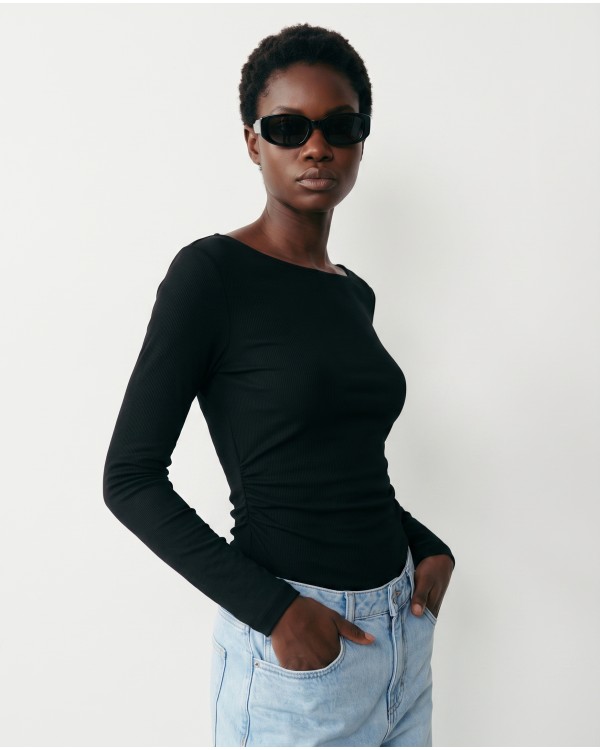 Side Ruched Top - grey