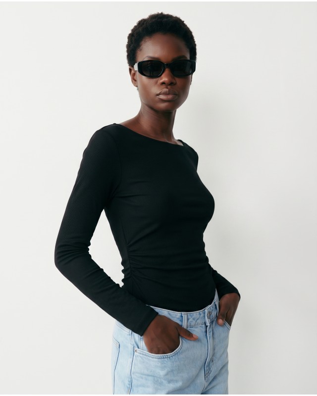 Side Ruched Top - Black