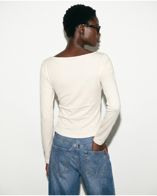 Side Ruched Top - cream
