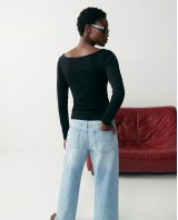 Side Ruched Top - Black