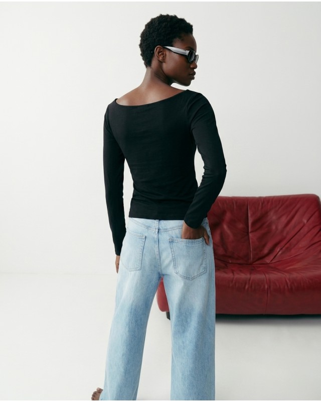 Side Ruched Top - Black