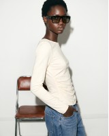 Side Ruched Top - cream