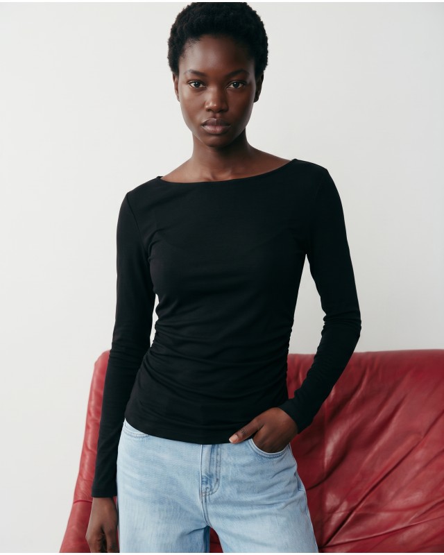 Side Ruched Top - Black