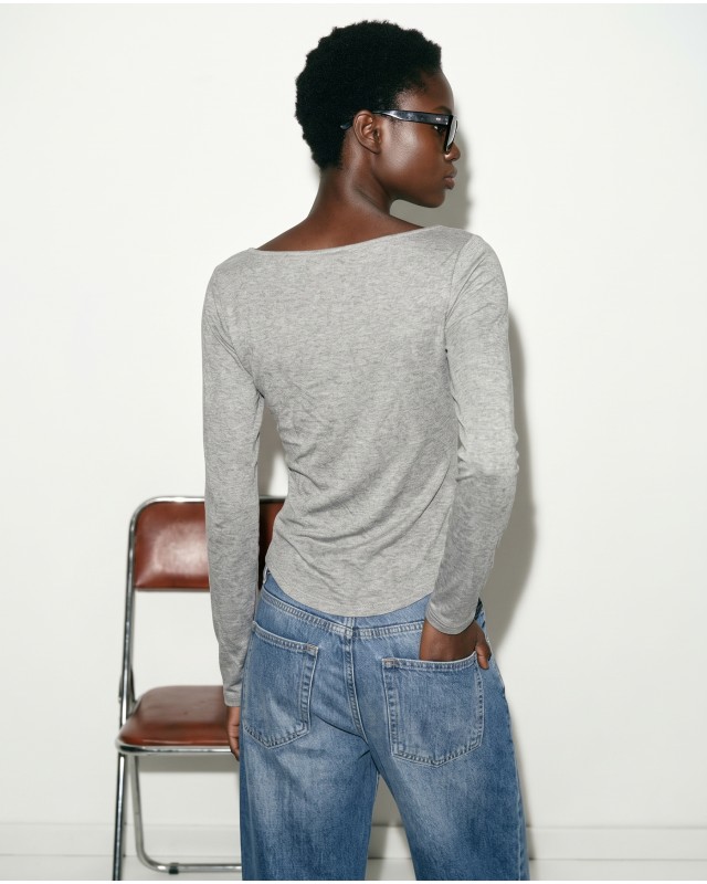 Side Ruched Top - grey