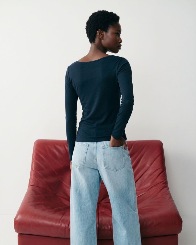 Side Ruched Top - navy