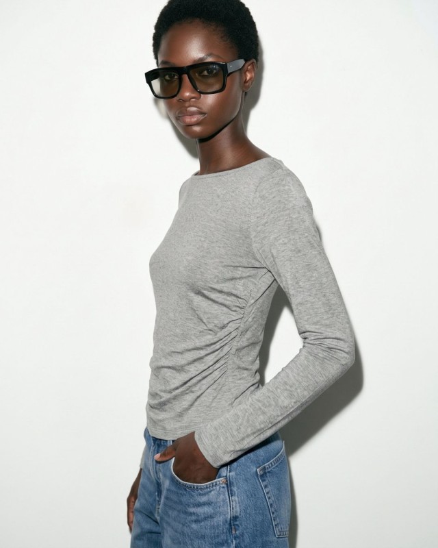 Side Ruched Top - grey