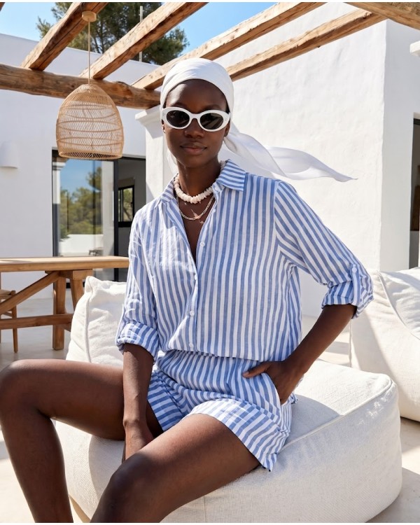"Amalfi" Blue Striped Set