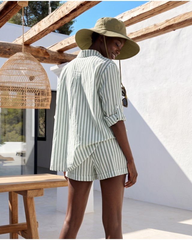 "Amalfi" Green Striped Set
