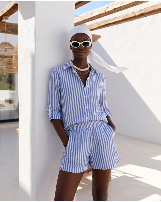 "Amalfi" Blue Striped Set