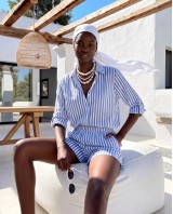 "Amalfi" Blue Striped Set