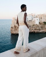 Σετ γιλέκο με παντελόνα με επένδυση εκρού μπεζ