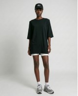Μπλούζα βαμβακερή oversized με τρουακάρ μανίκι και βάτες μαύρο