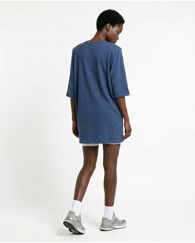 Μπλούζα βαμβακερή oversized με τρουακάρ μανίκι και βάτες ραφ