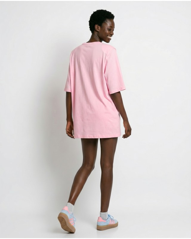 Μπλούζα βαμβακερή oversized με τρουακάρ μανίκι και βάτες pink