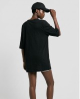 Μπλούζα βαμβακερή oversized με τρουακάρ μανίκι και βάτες μαύρο
