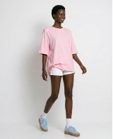 Μπλούζα βαμβακερή oversized με τρουακάρ μανίκι και βάτες pink