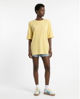 Μπλούζα βαμβακερή oversized με τρουακάρ μανίκι και βάτες κίτρινο