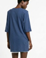 Μπλούζα βαμβακερή oversized με τρουακάρ μανίκι και βάτες ραφ