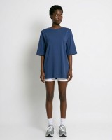 Μπλούζα βαμβακερή oversized με τρουακάρ μανίκι και βάτες ραφ