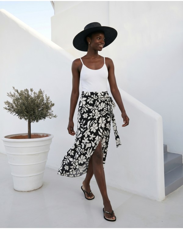  Φούστα Παρεό με δέσιμο στο πλάι με print sunkissed peony