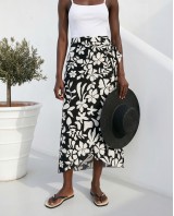  Φούστα Παρεό με δέσιμο στο πλάι με print black&white