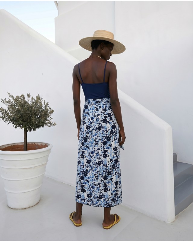  Φούστα Παρεό με δέσιμο στο πλάι floral blue
