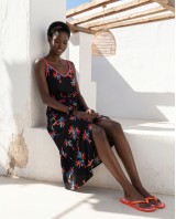 Φόρεμα με αυξομείωση στην τιράντα & σετ scrunchie fuchsia "black palm"