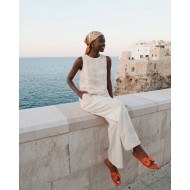 Σετ αμάνικο μπλουζάκι και παντελόνα με επένδυση εκρού  