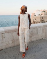 Σετ αμάνικο μπλουζάκι και παντελόνα με επένδυση εκρού  
