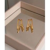 Gold Double Layer Abstract Earrings