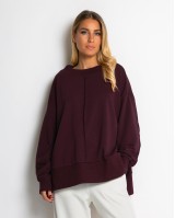 Μπλούζα Φούτερ αχνούδιαστο με εξωτερικές ραφές και άνοιγμα στο πλάι δαμασκηνί