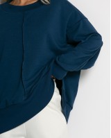 Μπλούζα Φούτερ αχνούδιαστο με εξωτερικές ραφές και άνοιγμα στο πλάι ραφ