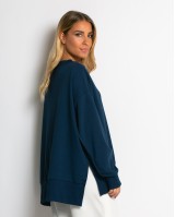 Μπλούζα Φούτερ αχνούδιαστο με εξωτερικές ραφές και άνοιγμα στο πλάι ραφ