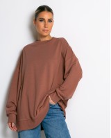 Μπλούζα Φούτερ αχνούδιαστο oversized με ριπ λεπτομέρειες σάπιο μήλο