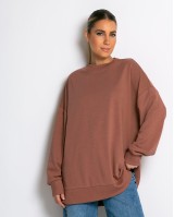 Μπλούζα Φούτερ αχνούδιαστο oversized με ριπ λεπτομέρειες σάπιο μήλο