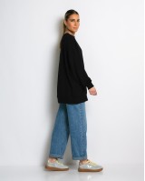 Μπλούζα Φούτερ αχνούδιαστο oversized με ριπ λεπτομέρειες μαύρο