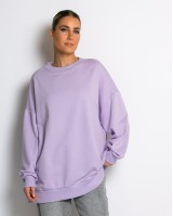 Μπλούζα Φούτερ αχνούδιαστο oversized με ριπ λεπτομέρειες λεβάντα