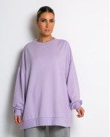 Μπλούζα Φούτερ αχνούδιαστο oversized με ριπ λεπτομέρειες λεβάντα