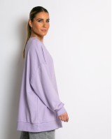 Μπλούζα Φούτερ αχνούδιαστο oversized με ριπ λεπτομέρειες λεβάντα