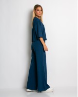 Σετ φούτερ αχνούδιαστο κοντομάνικο & παντελόνι ψηλόμεσο ραφ