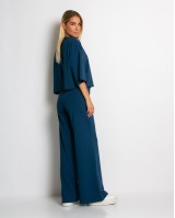 Σετ φούτερ αχνούδιαστο κοντομάνικο & παντελόνι ψηλόμεσο ραφ