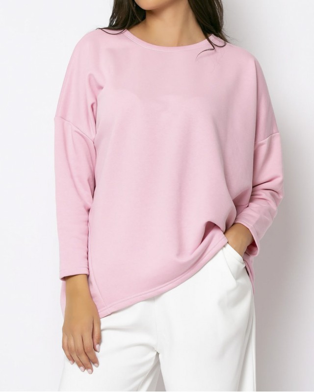 Μπλούζα φούτερ φαρδιά ροζ απαλό