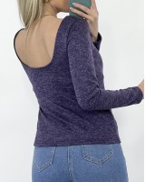 Μπλούζα μακρυμάνικη με χαμηλή πλάτη μωβ