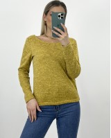 Μπλούζα μακρυμάνικη με χαμηλή πλάτη κίτρινο