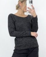Μπλούζα μακρυμάνικη με χαμηλή πλάτη ανθρακί